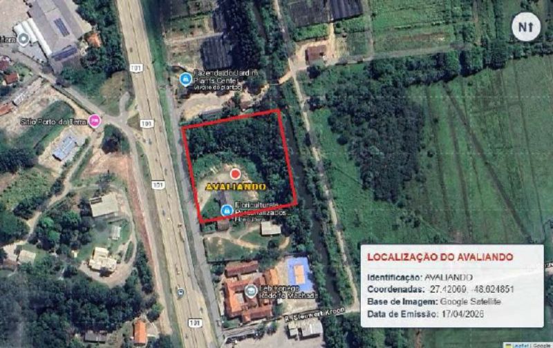 Terreno de 10.140,46m² em Frente BR 101 - Biguaçu, localizado em Biguaçu - SC, bairro Tijucas