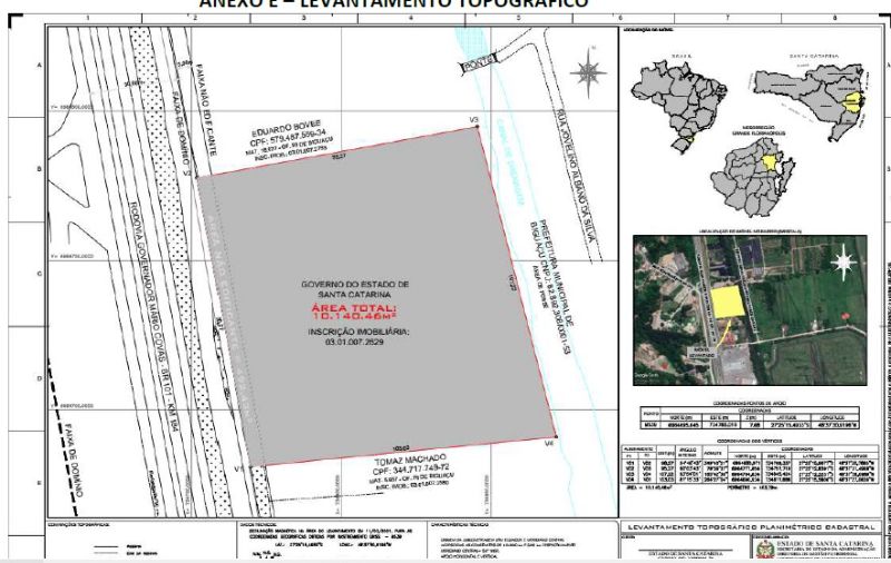 Terreno de 10.140,46m² em Frente BR 101 - Biguaçu, localizado em Biguaçu - SC, bairro Tijucas