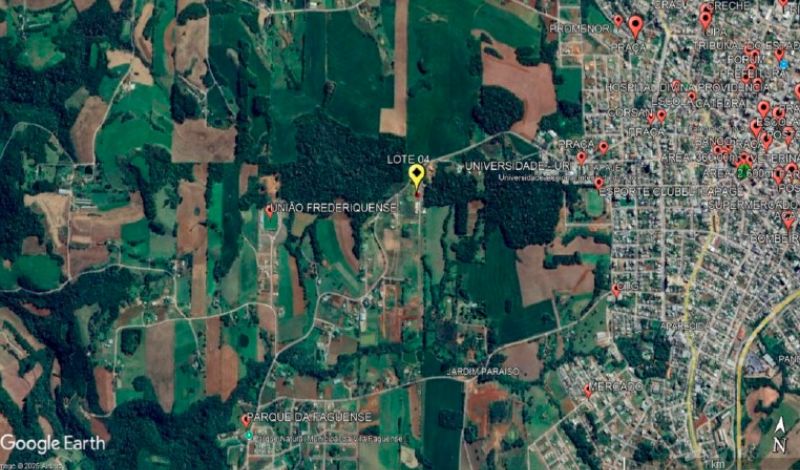 Terreno com área de 371,22m², localizado em Frederico Westphalen - RS, bairro Jardim Paraíso