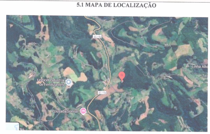 Terreno Rural com área de 65.382,30 m², localizado em Arabutã - SC