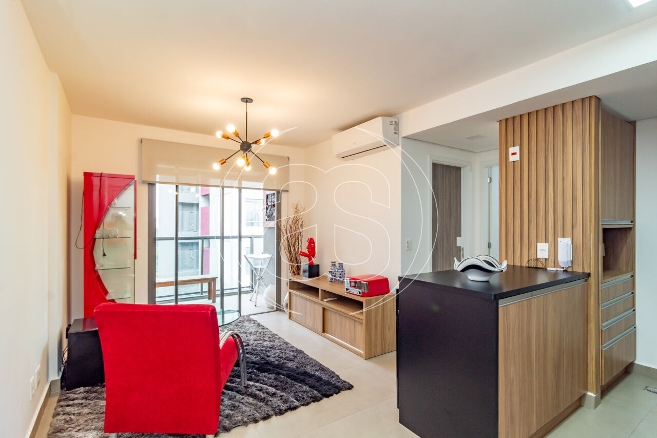 APARTAMENTO LOCAÇÃO 45m², 1 QUARTO, VARANDA e 1 VAGA DE GARAGEM -MOEMA INDIOS