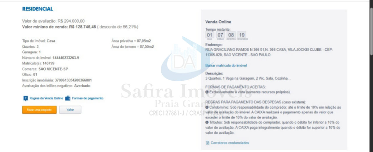 Imoveis Caixa Leiloes para Venda - Vila Jockei Clube