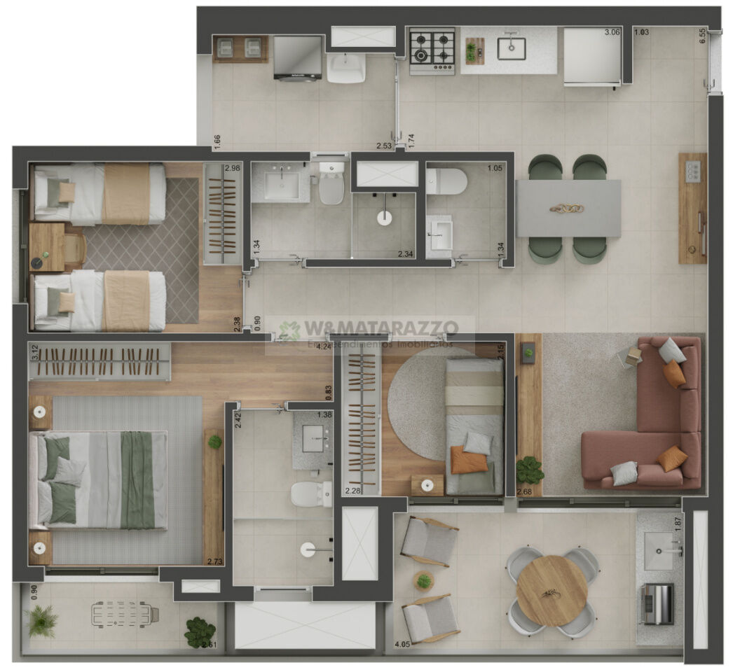 Apartamento Cidade Monções 3 dormitorios 2 banheiros 2 vagas na garagem