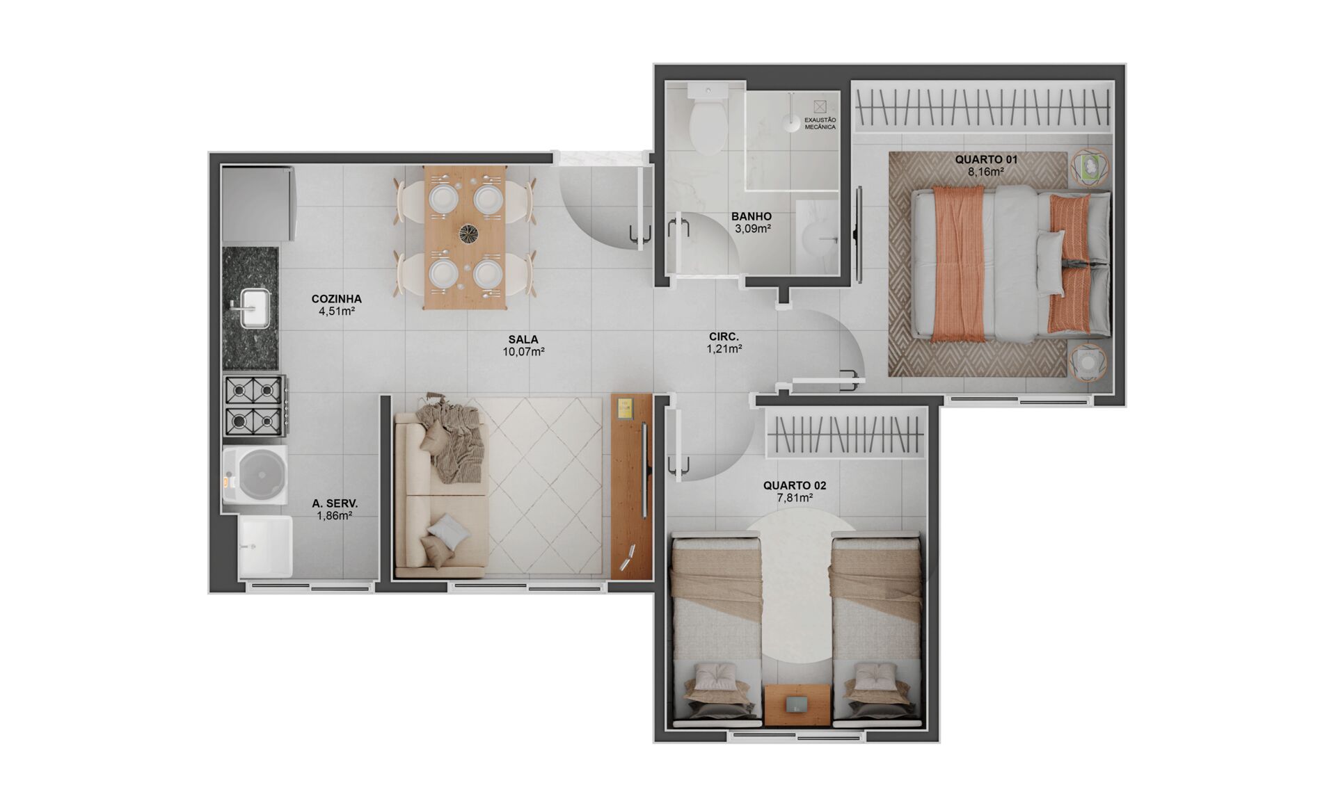 Apartamento à venda com 3 quartos, 51m² - Foto 47