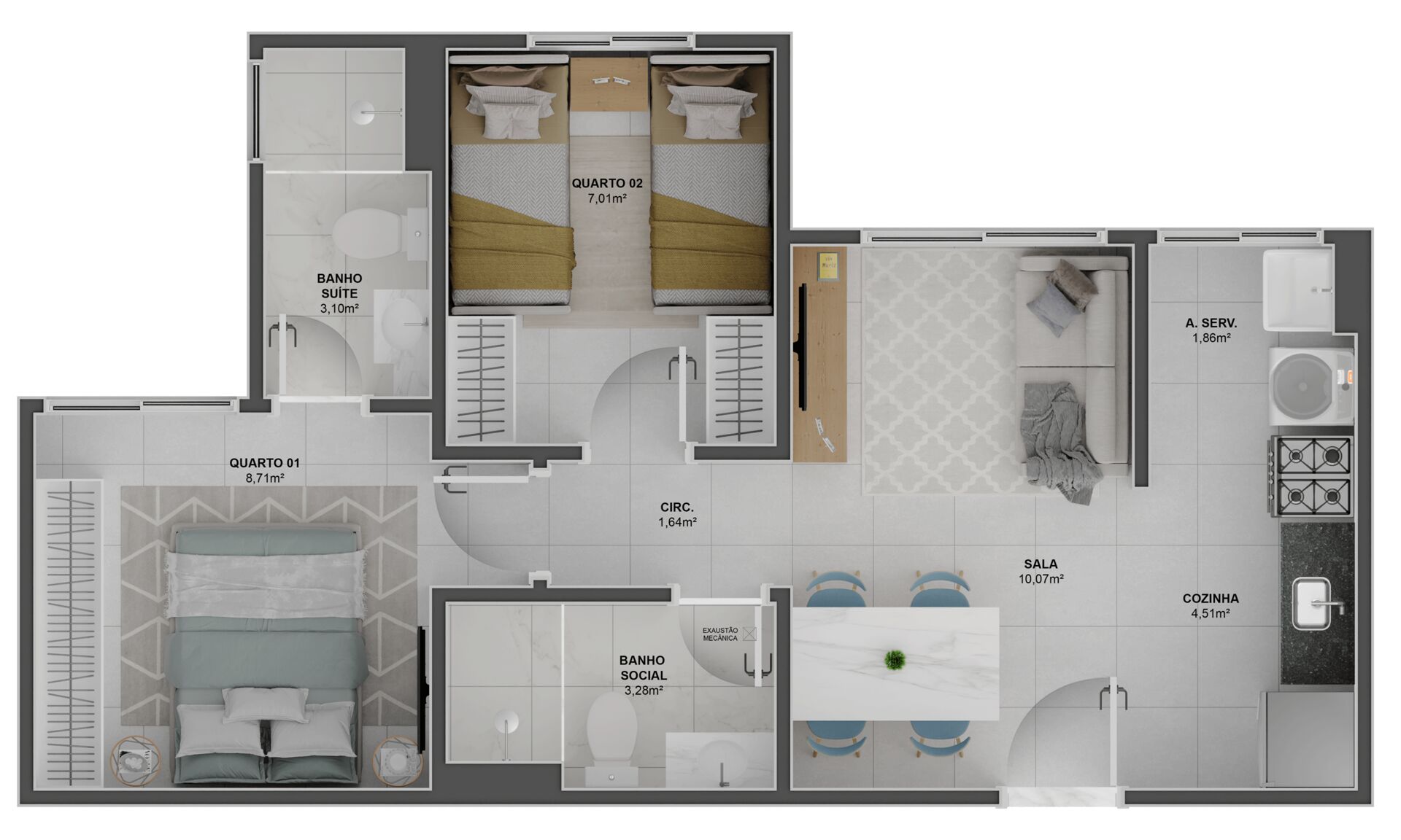 Apartamento à venda com 3 quartos, 51m² - Foto 48