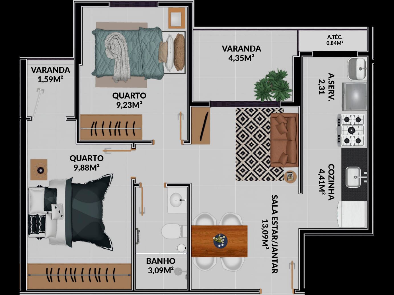 Apartamento à venda com 2 quartos, 49m² - Foto 30