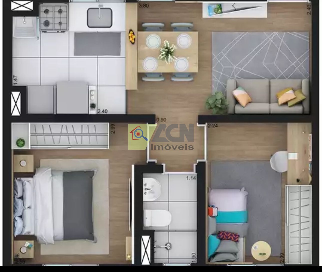 Apartamento, 2 quartos, 59 m² - Foto 1