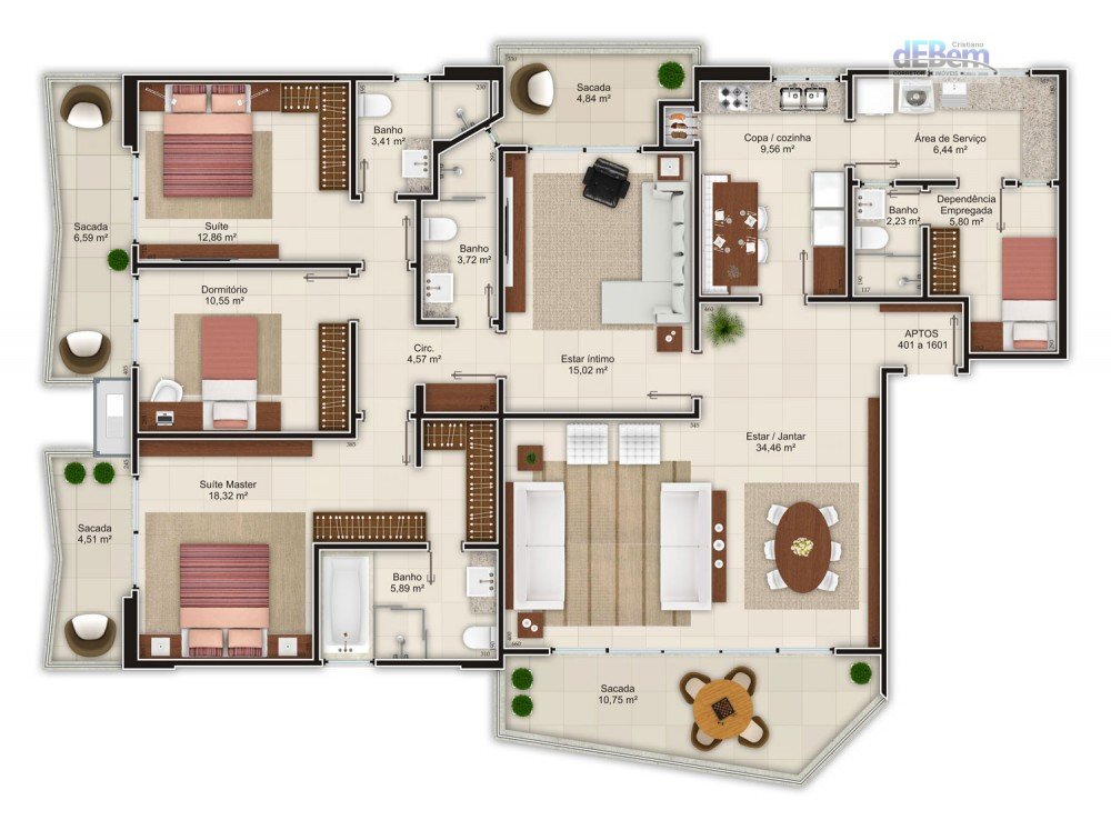 Apartamento à venda com 3 quartos, 182m² - Foto 9