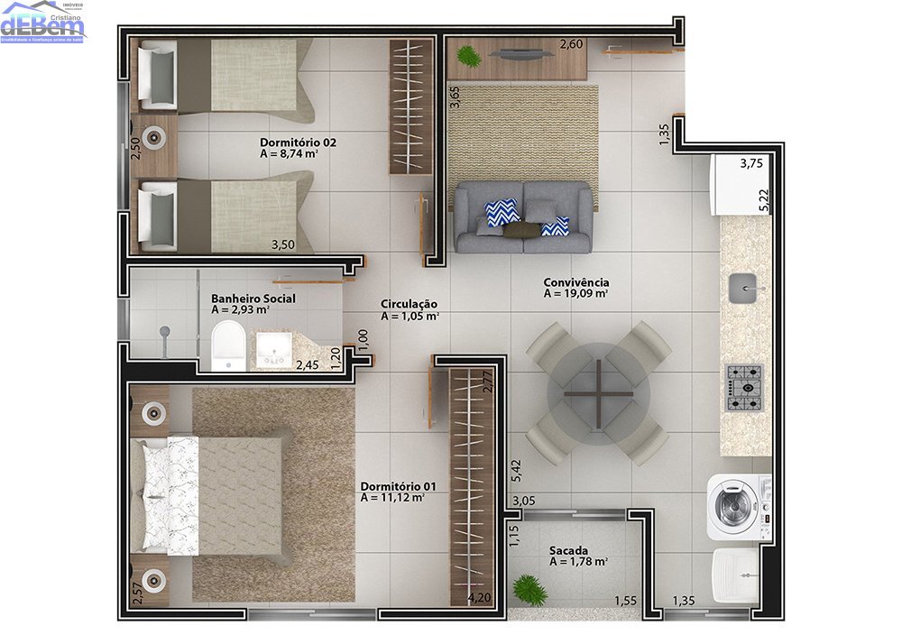 Apartamento à venda com 2 quartos, 52m² - Foto 7