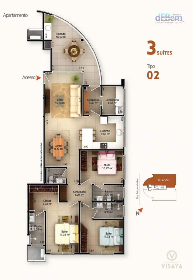 Apartamento à venda com 3 quartos, 133m² - Foto 2