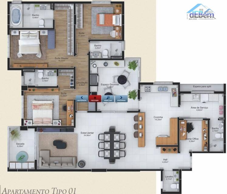 Apartamento à venda com 3 quartos, 243m² - Foto 3
