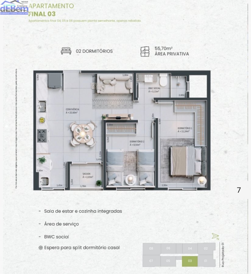 Apartamento à venda com 3 quartos, 73m² - Foto 4