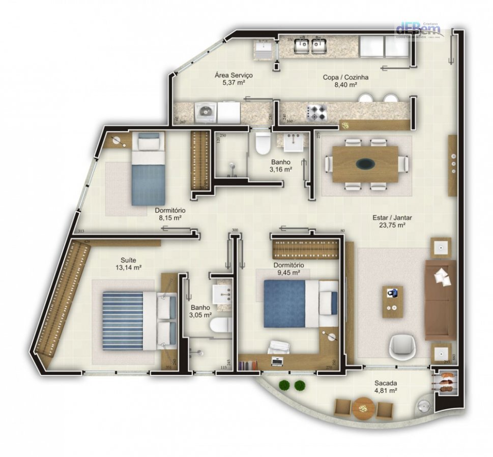 Apartamento à venda com 3 quartos, 97m² - Foto 4