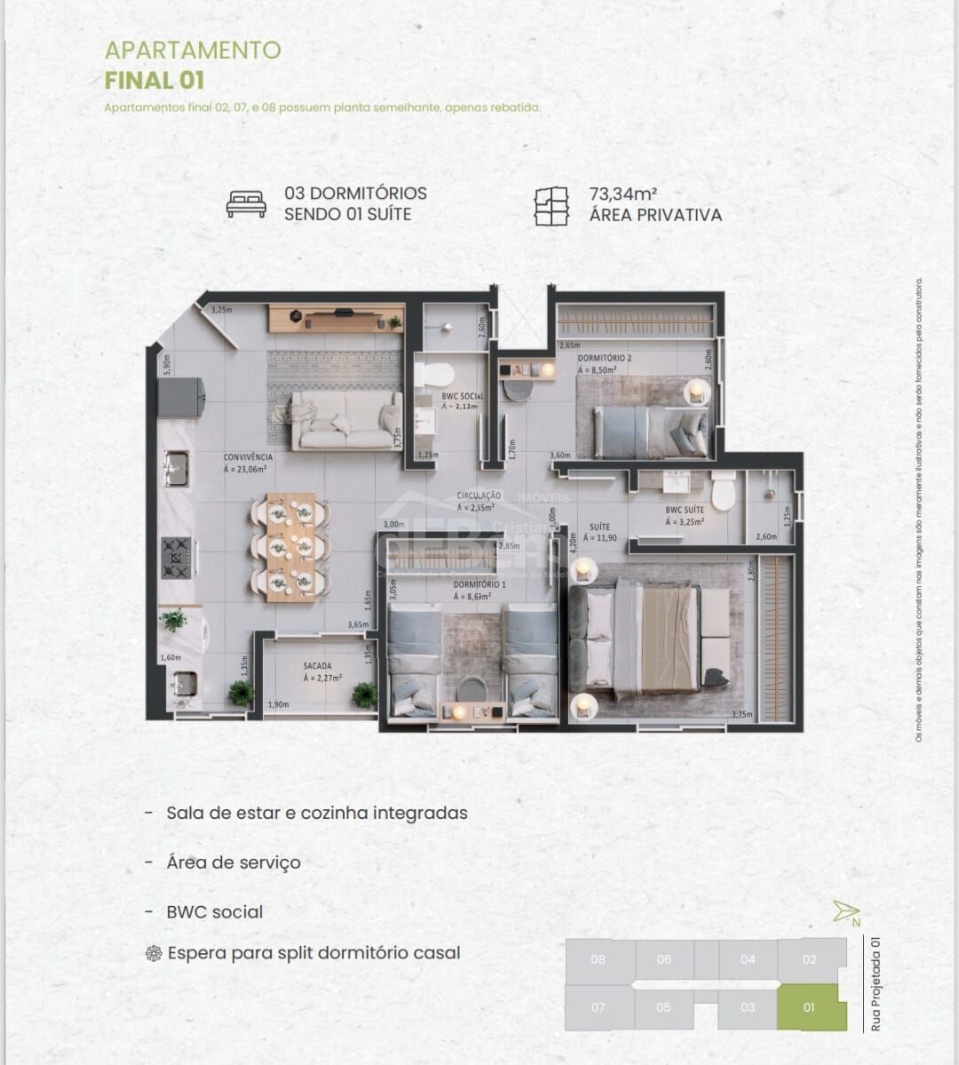 Apartamento à venda com 3 quartos, 73m² - Foto 9