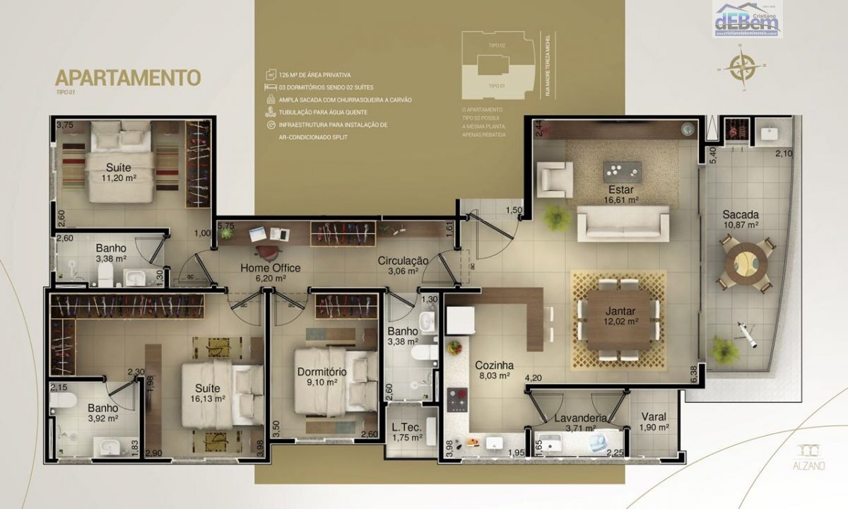 Apartamento à venda com 3 quartos, 158m² - Foto 6