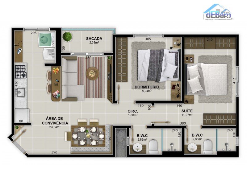 Apartamento à venda com 2 quartos, 60m² - Foto 6