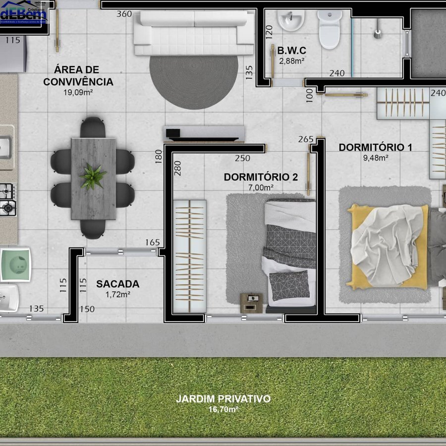 Apartamento à venda com 2 quartos, 46m² - Foto 3