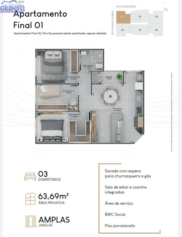 Apartamento à venda com 2 quartos, 55m² - Foto 7