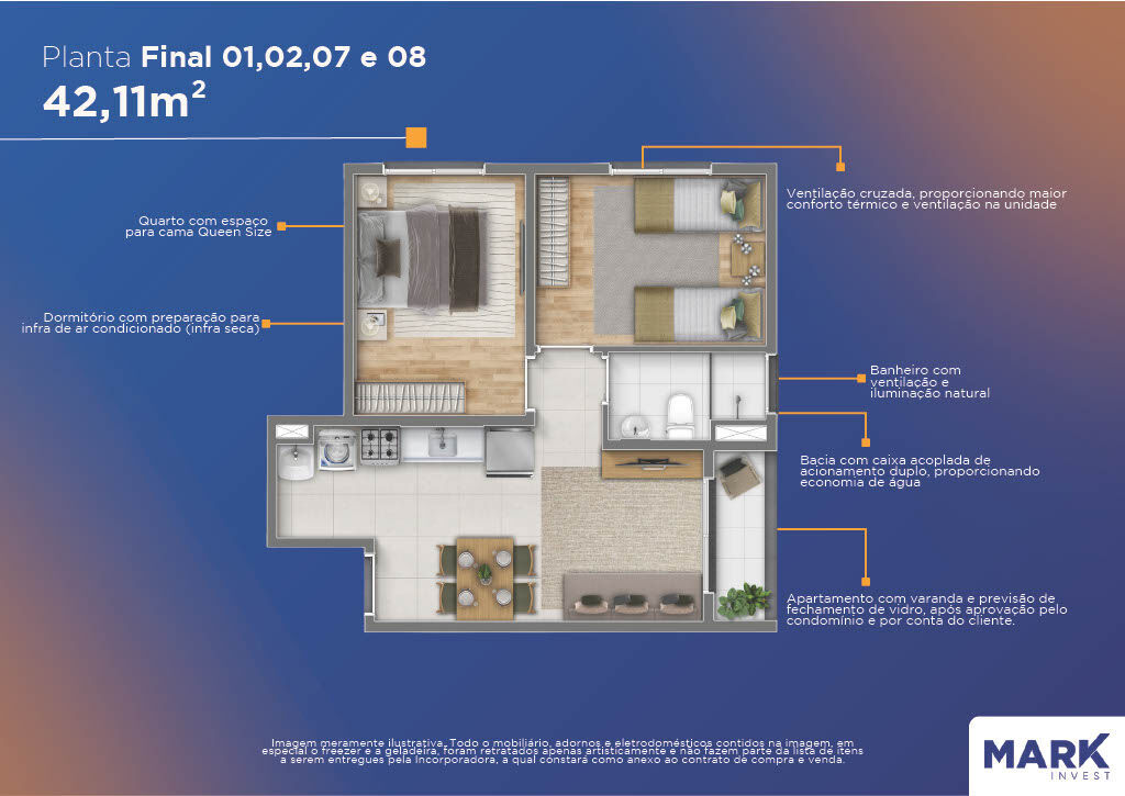 Apartamento à venda com 2 quartos, 42m² - Foto 4