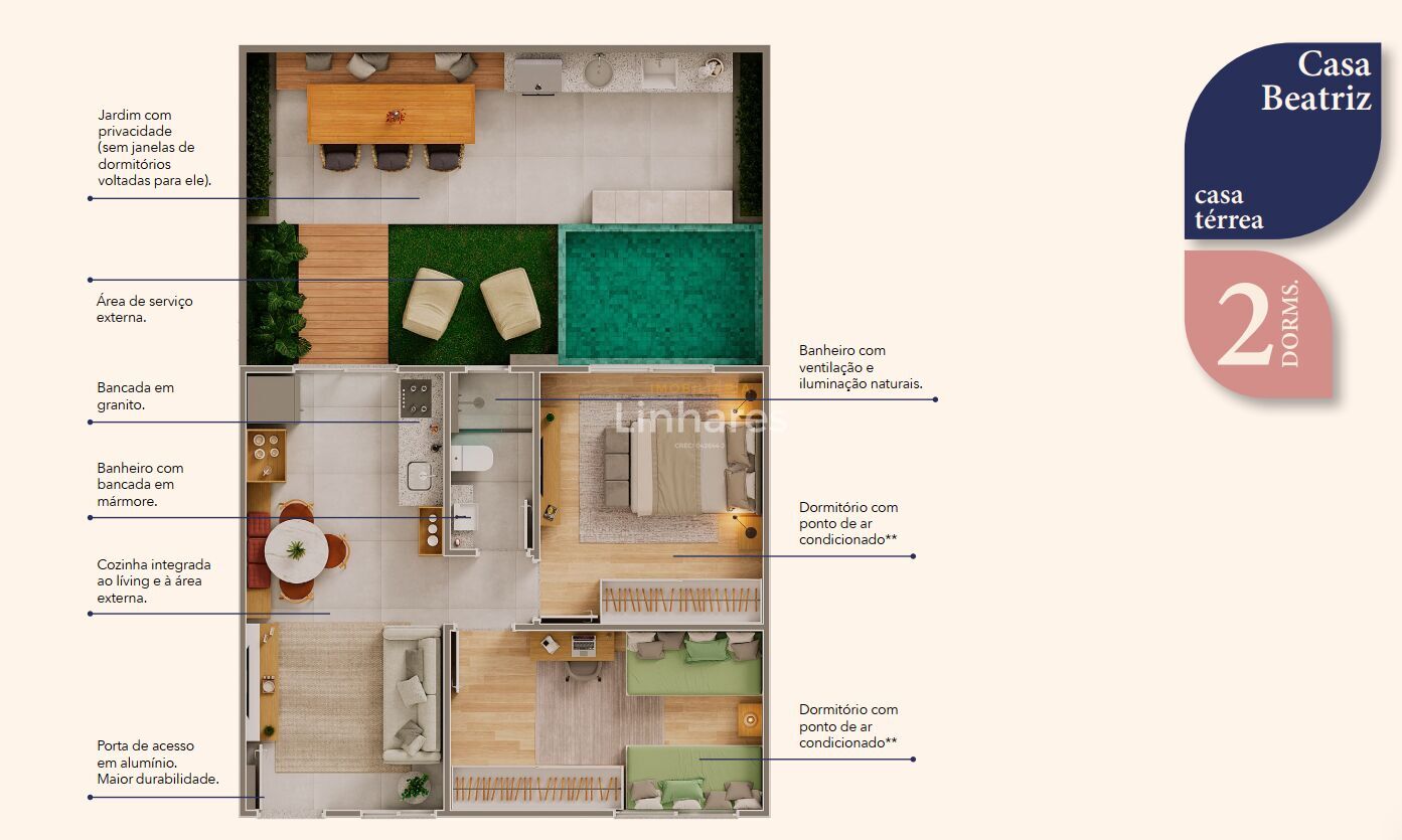 Casa, 2 quartos, 44 m² - Foto 2