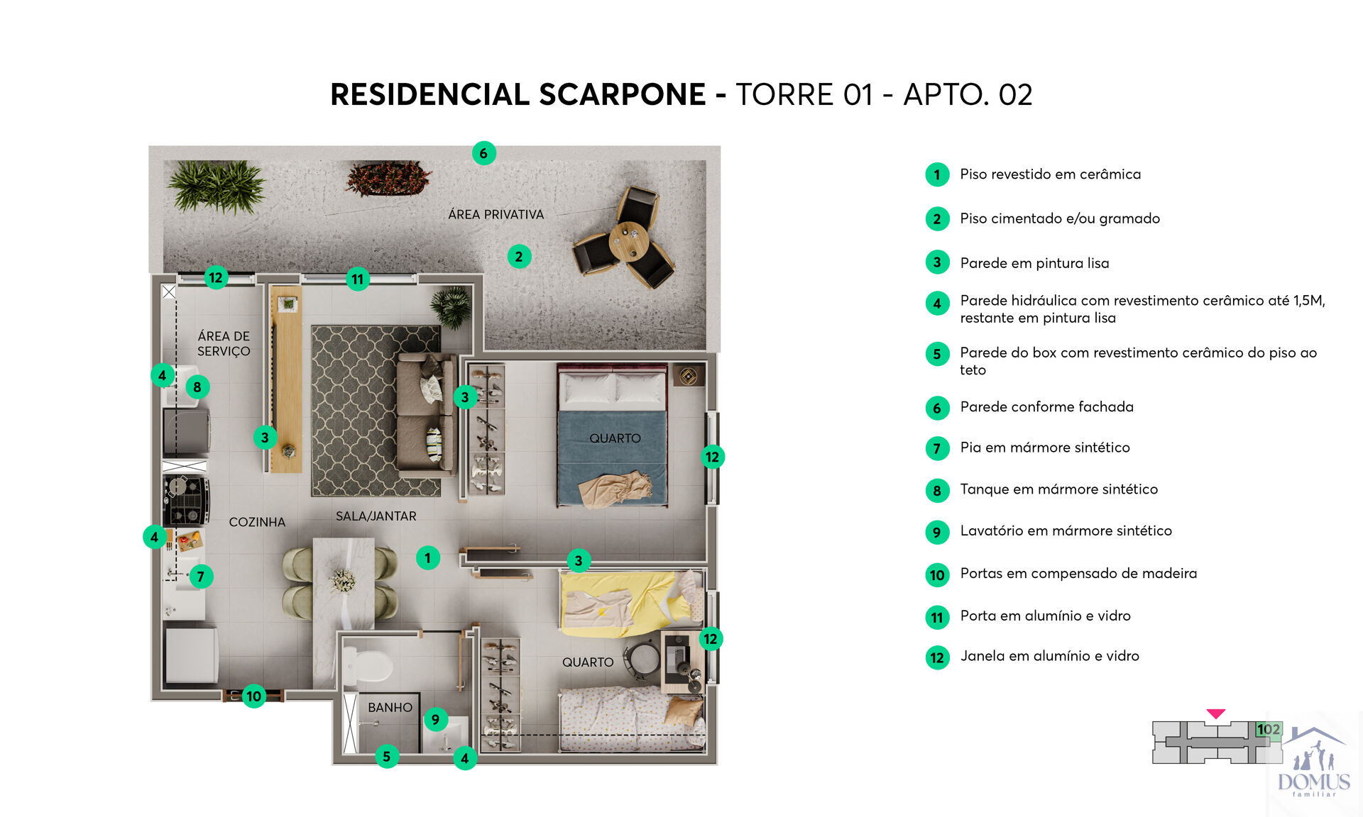 Apartamento, 2 quartos, 43 m² - Foto 2