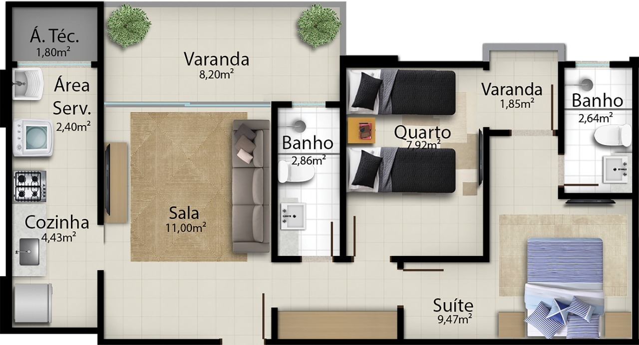 Apartamento à venda com 2 quartos, 59m² - Foto 15