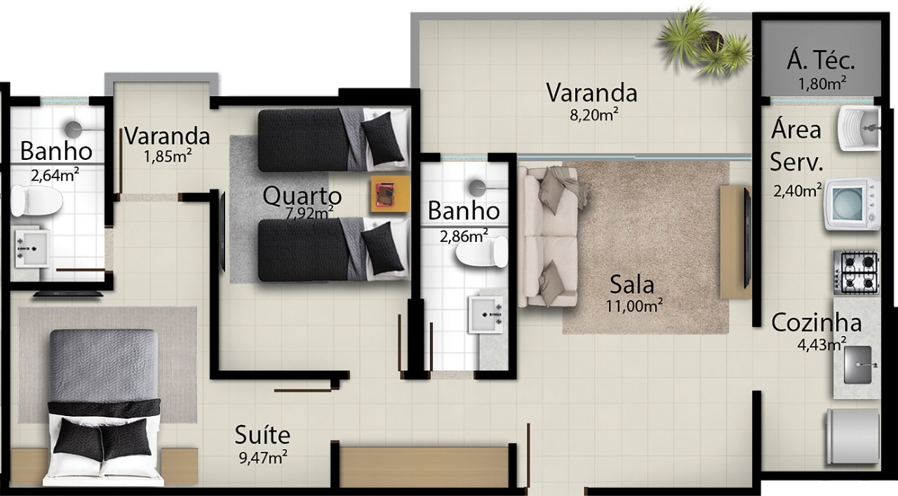 Apartamento à venda com 2 quartos, 59m² - Foto 12