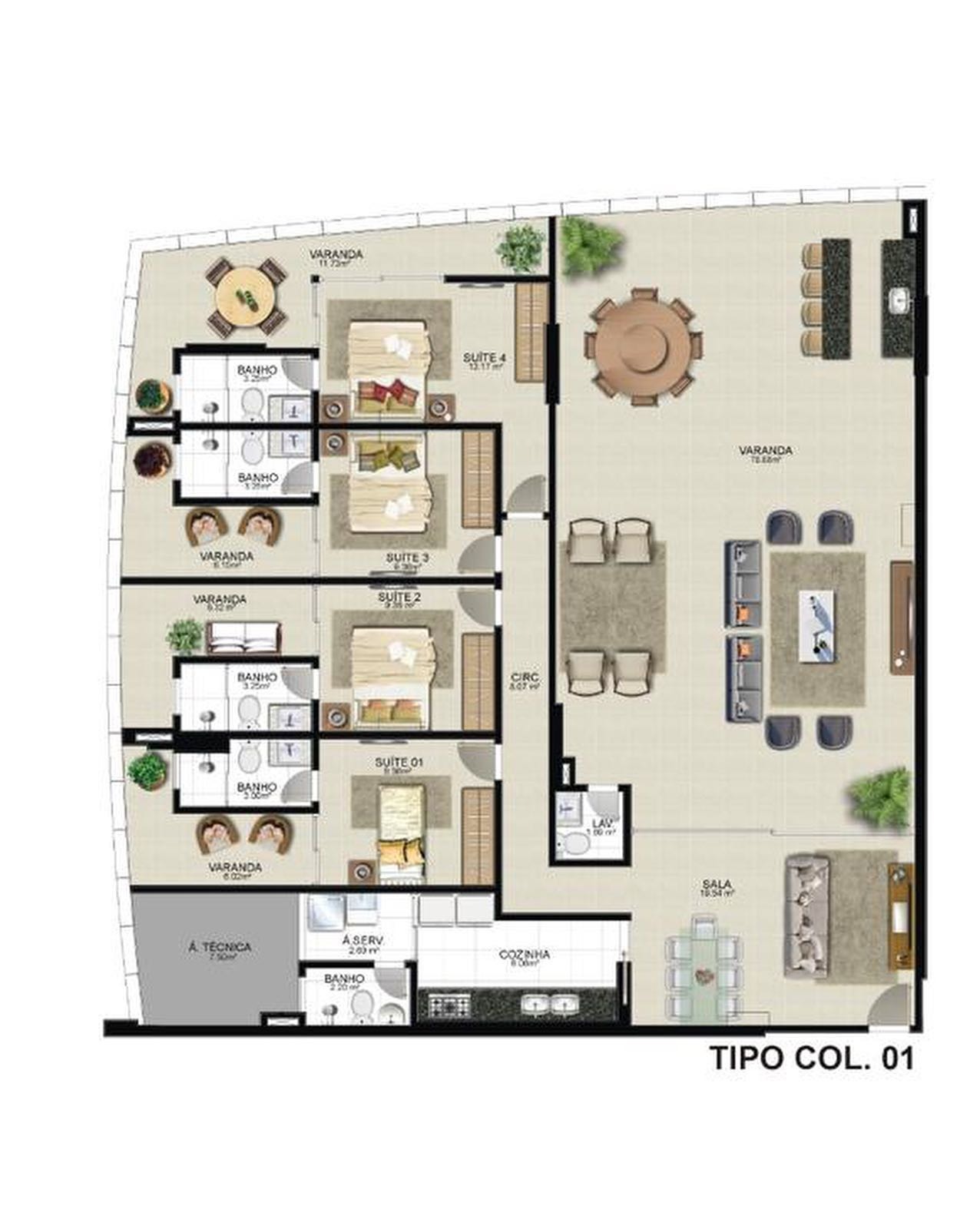 Apartamento à venda com 4 quartos, 222m² - Foto 3