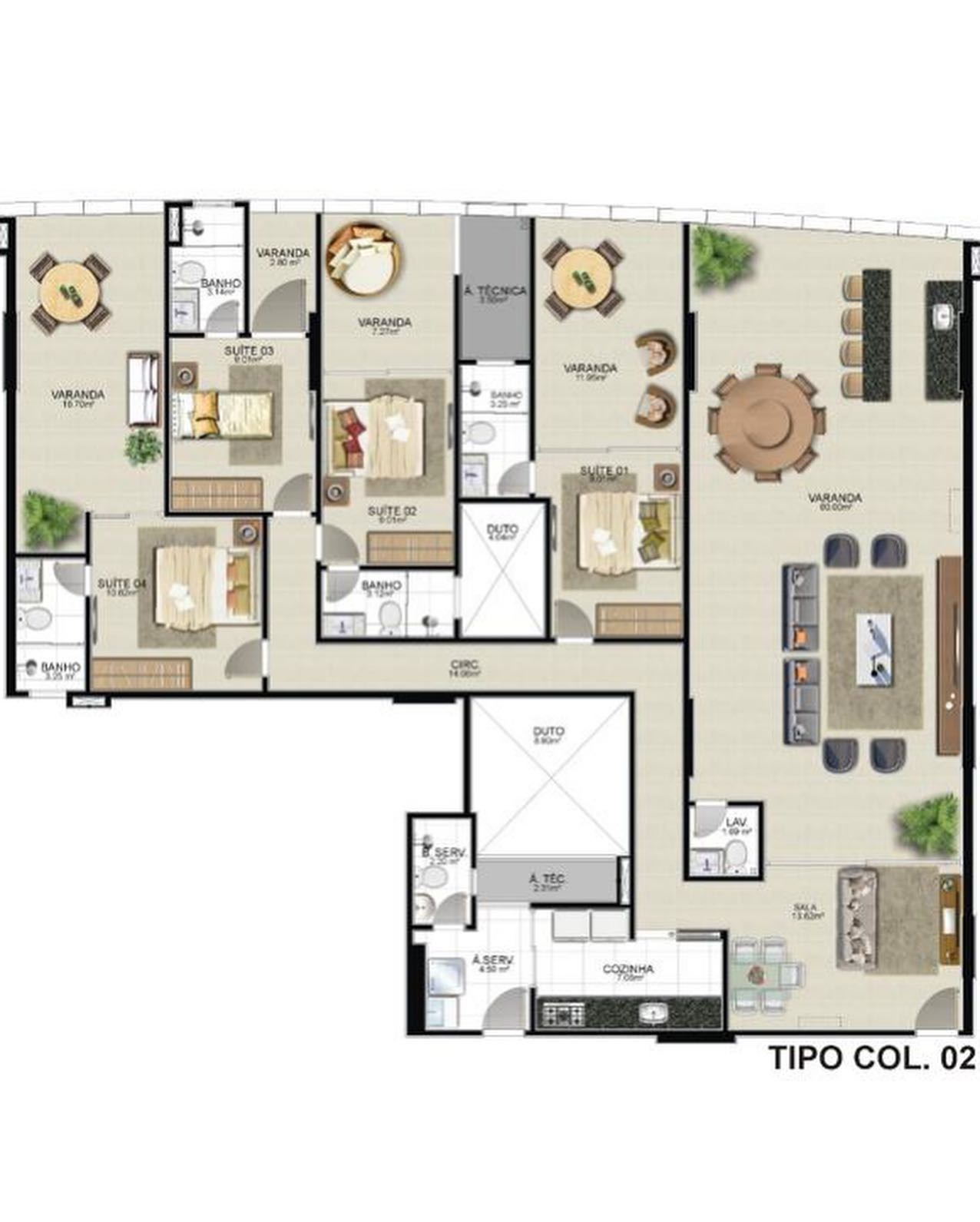 Apartamento à venda com 4 quartos, 222m² - Foto 2