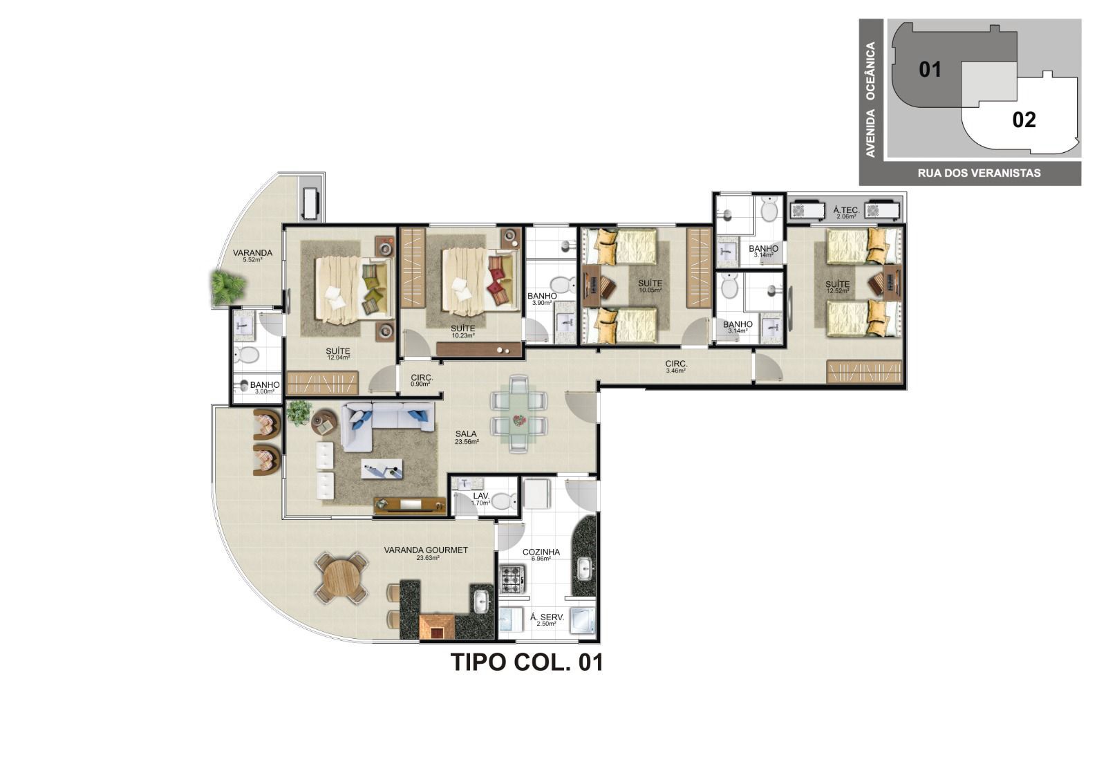 Apartamento à venda com 4 quartos, 136m² - Foto 2