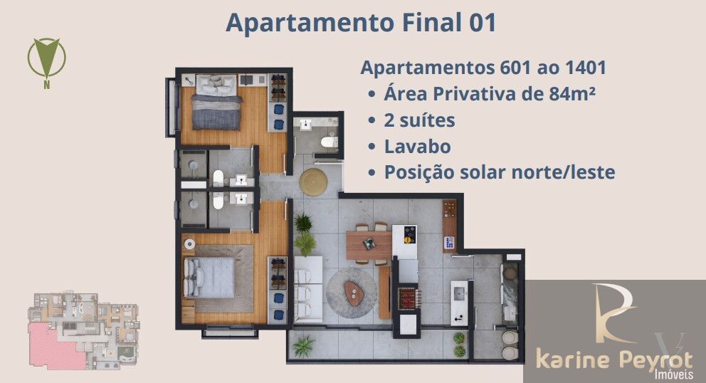 Apartamento à venda com 2 quartos, 84m² - Foto 2