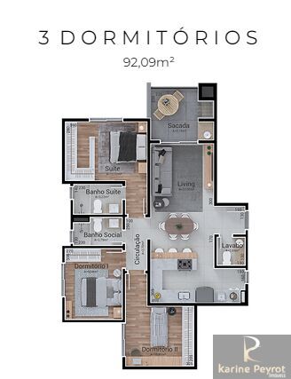 Apartamento à venda com 3 quartos, 92m² - Foto 3