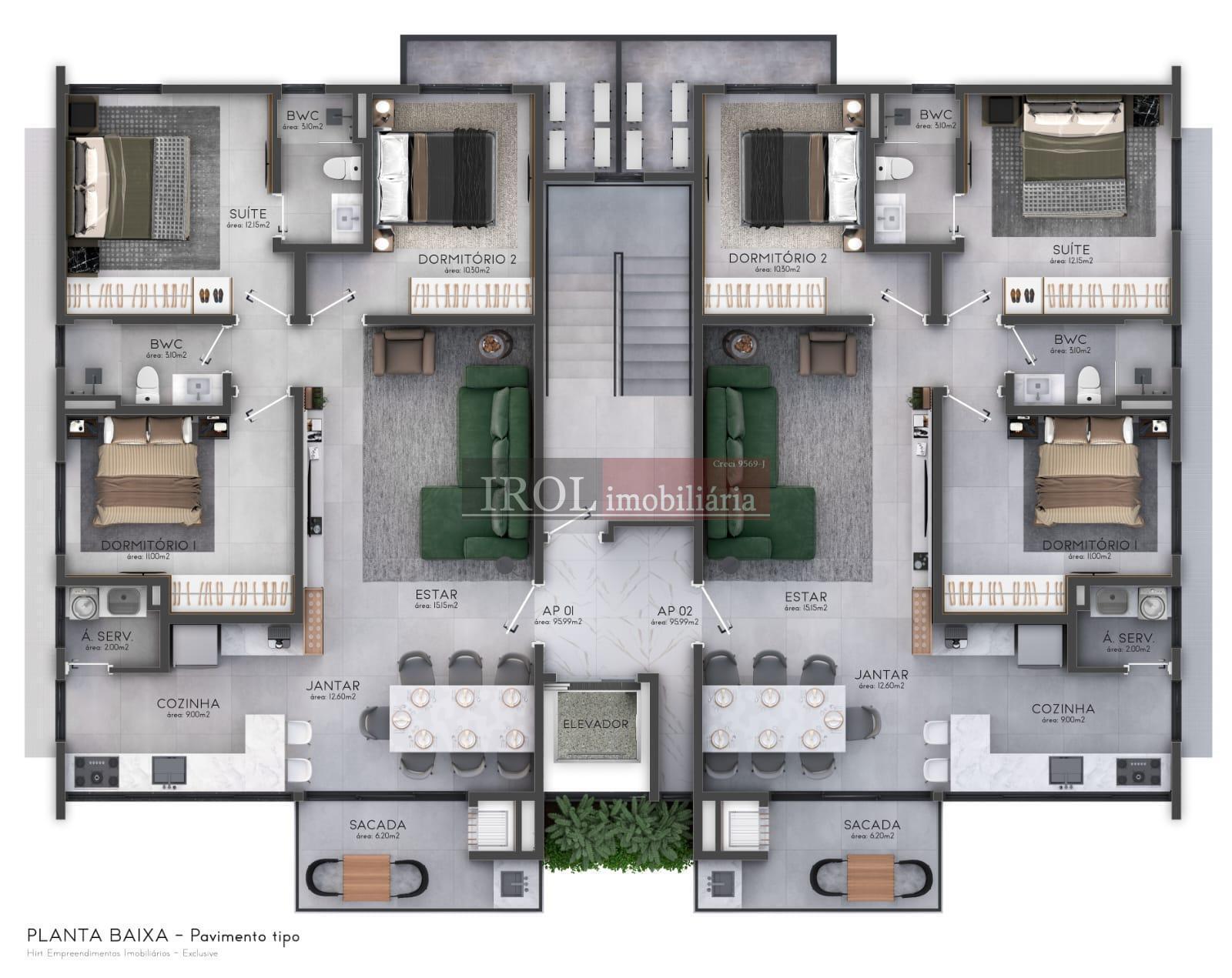 Apartamento à venda com 3 quartos, 96m² - Foto 2