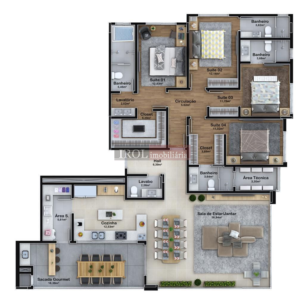 Apartamento à venda com 4 quartos, 188m² - Foto 42