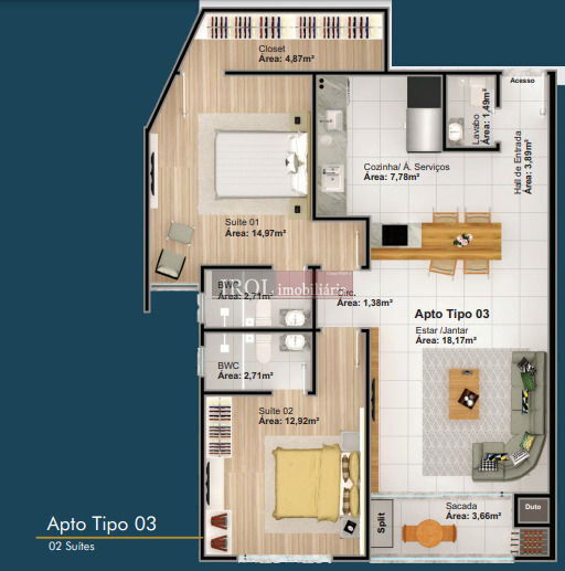 Apartamento à venda com 2 quartos, 80m² - Foto 43