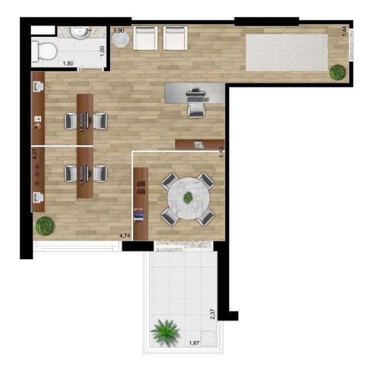 Sala-Conjunto, 39 m² - Foto 12