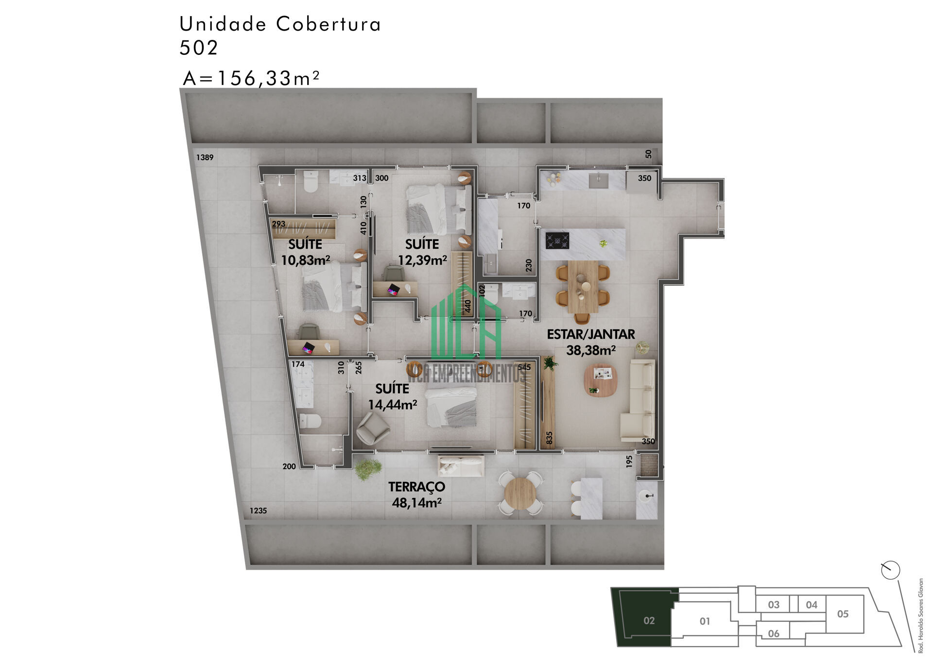 Cobertura, 3 quartos, 156 m² - Foto 3