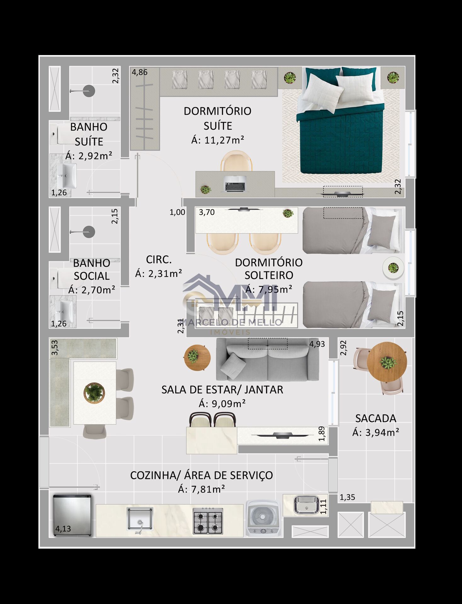 Apartamento à venda com 2 quartos, 58m² - Foto 9