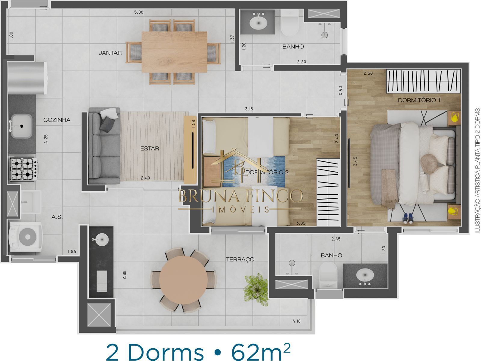 Apartamento à venda com 2 quartos, 62m² - Foto 1