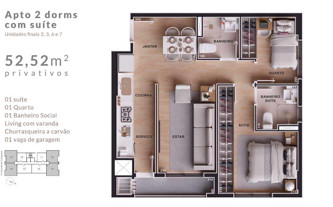 Apartamento, 2 quartos, 52 m² - Foto 7