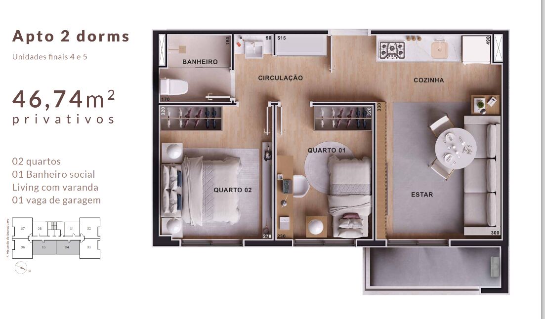 Apartamento, 2 quartos, 46 m² - Foto 7