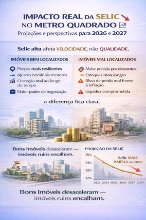 Impacto real da Selic no metro quadrado  Projeções e perspectivas para 2026 e 2027