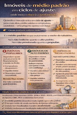 Imóveis de médio padrão em ciclos de ajuste: onde mora o risco (e a oportunidade)