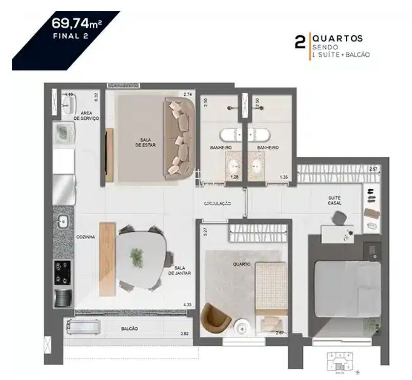 Apartamento, 2 quartos, 69 m² - Foto 10
