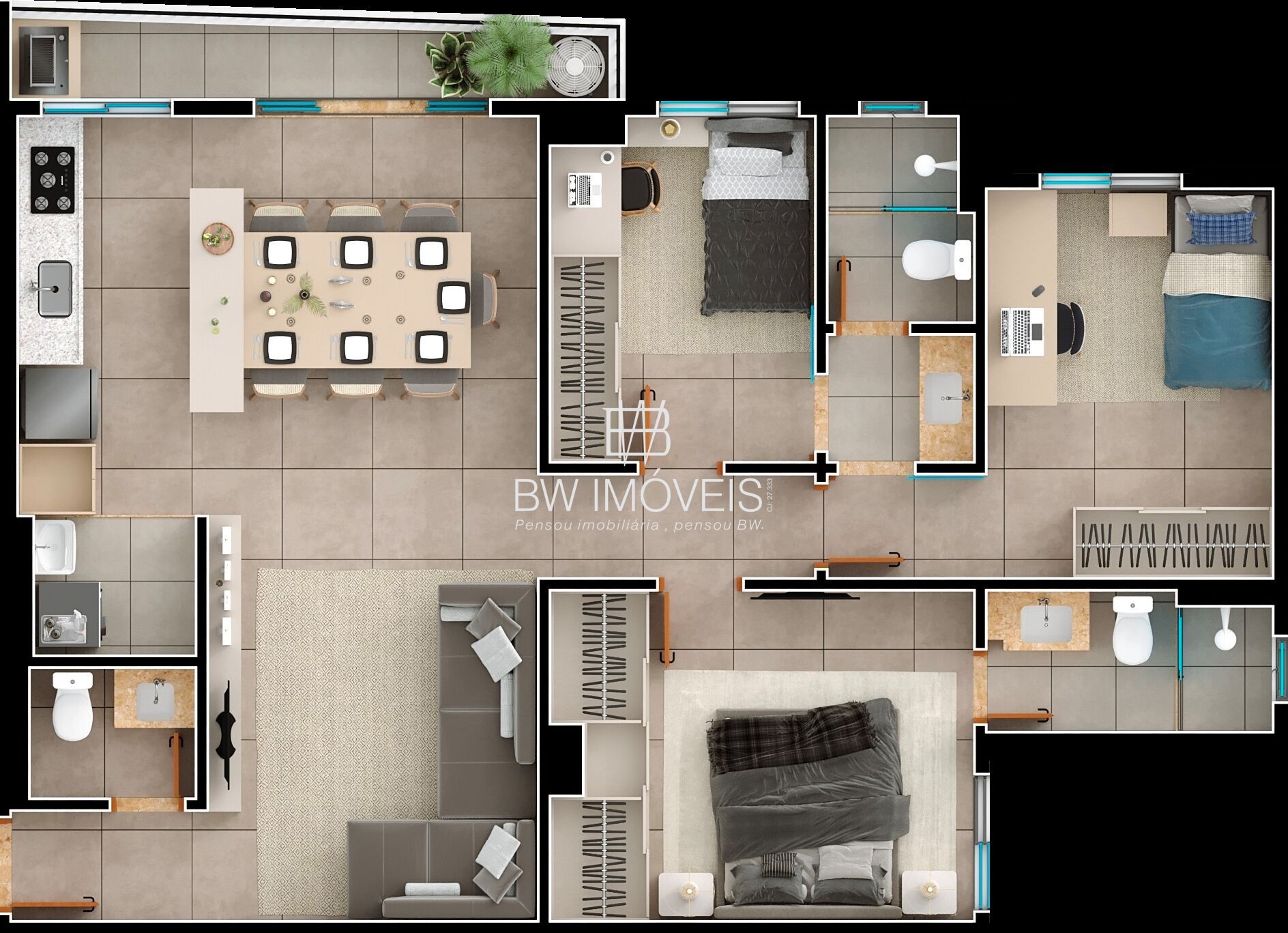 Apartamento à venda com 3 quartos, 91m² - Foto 3
