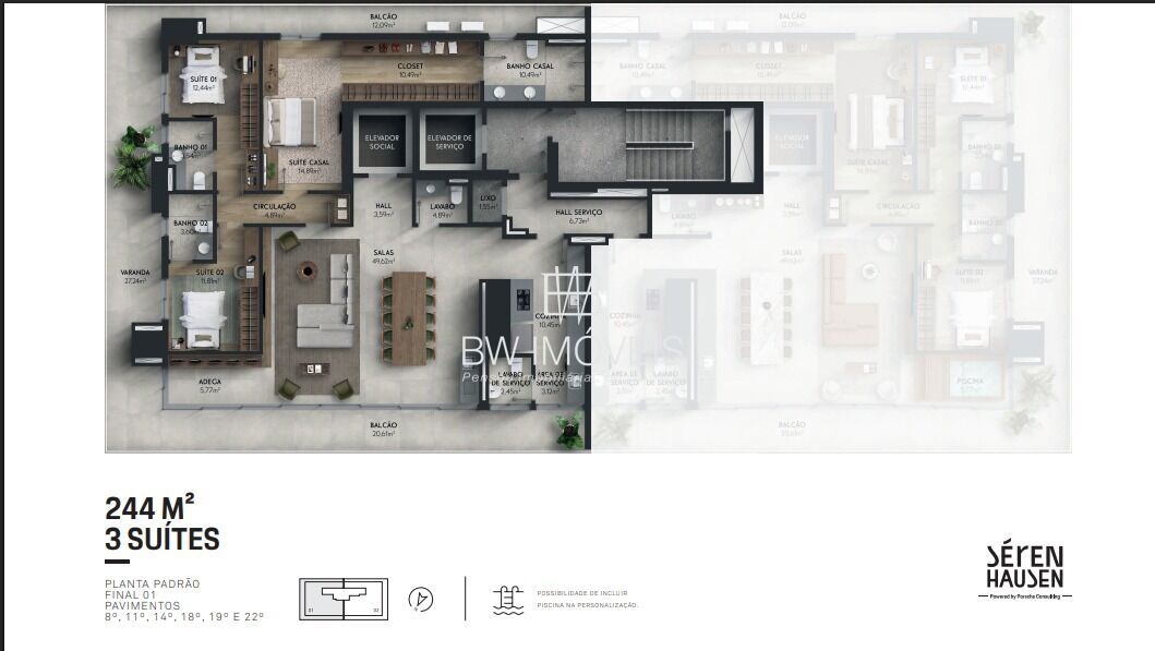 Apartamento à venda com 3 quartos, 244m² - Foto 12