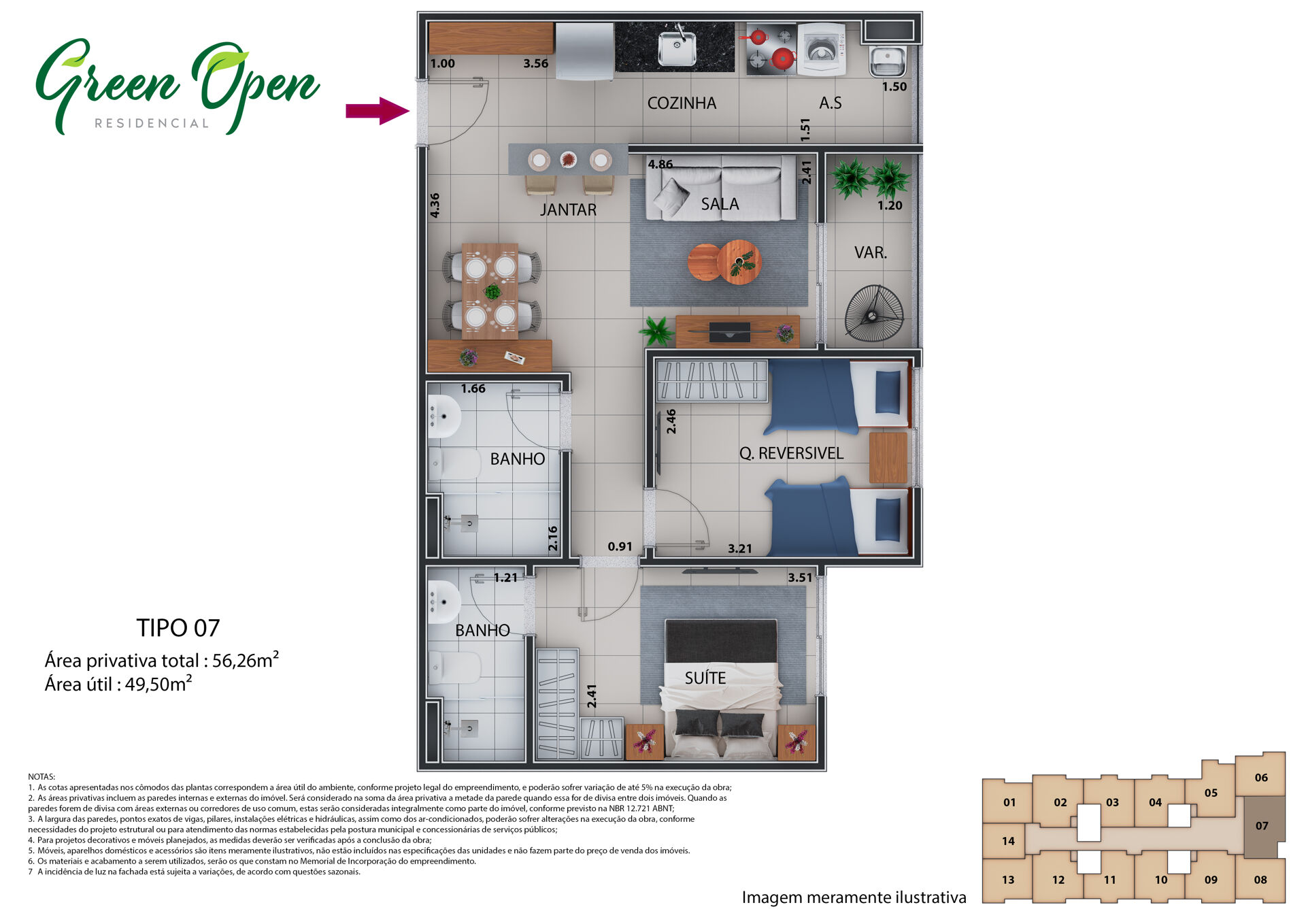 Apartamento à venda com 2 quartos, 56m² - Foto 2