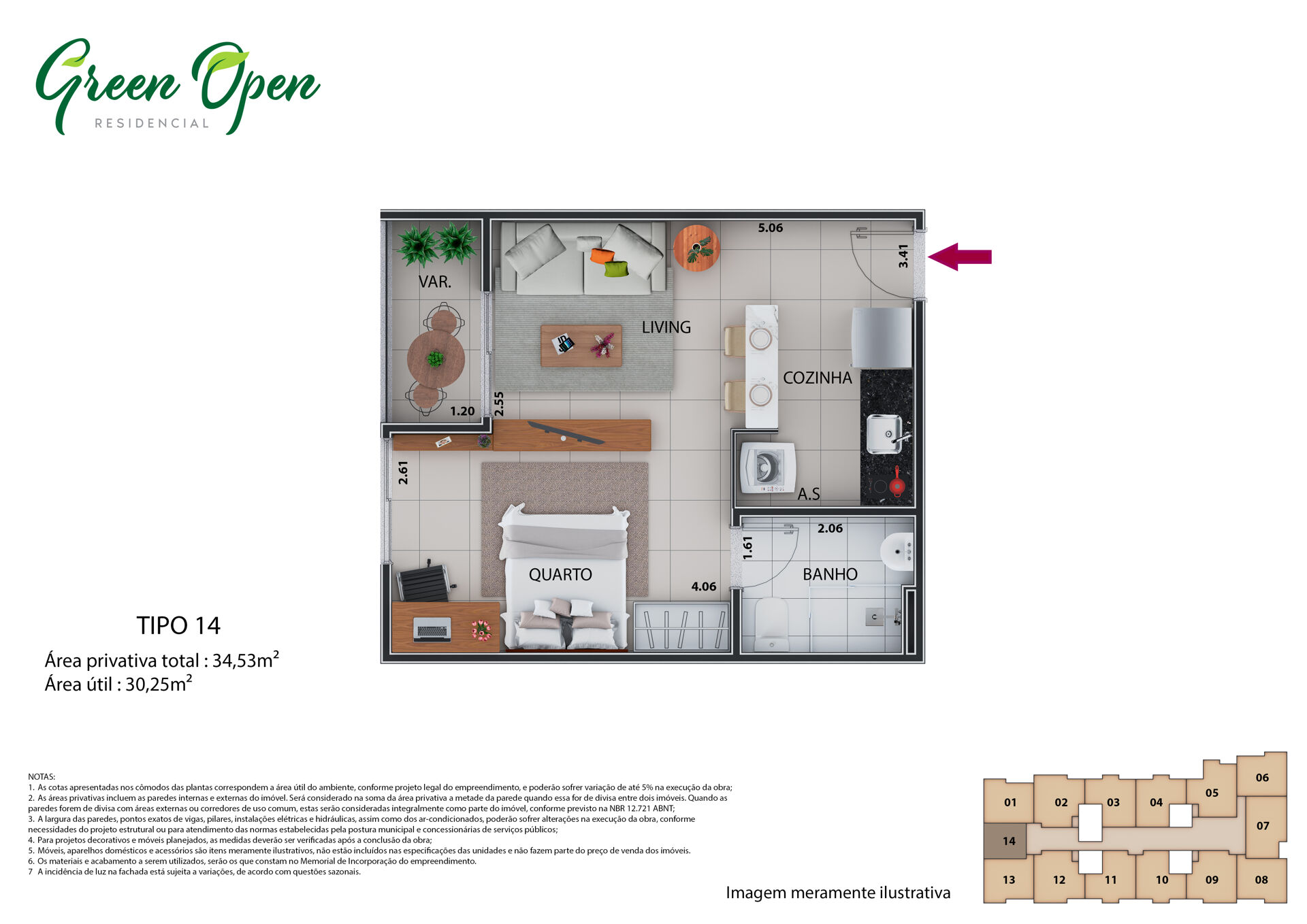 Apartamento à venda com 1 quarto, 34m² - Foto 2