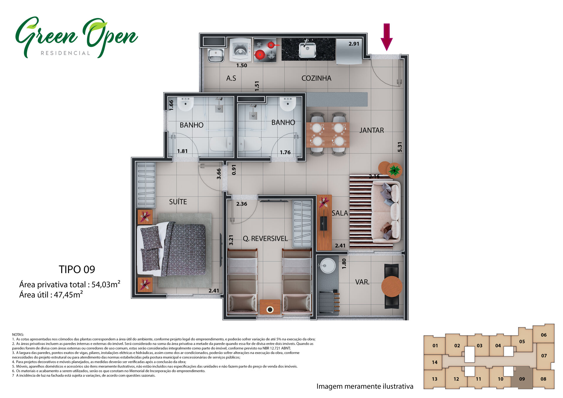 Apartamento à venda com 2 quartos, 54m² - Foto 2