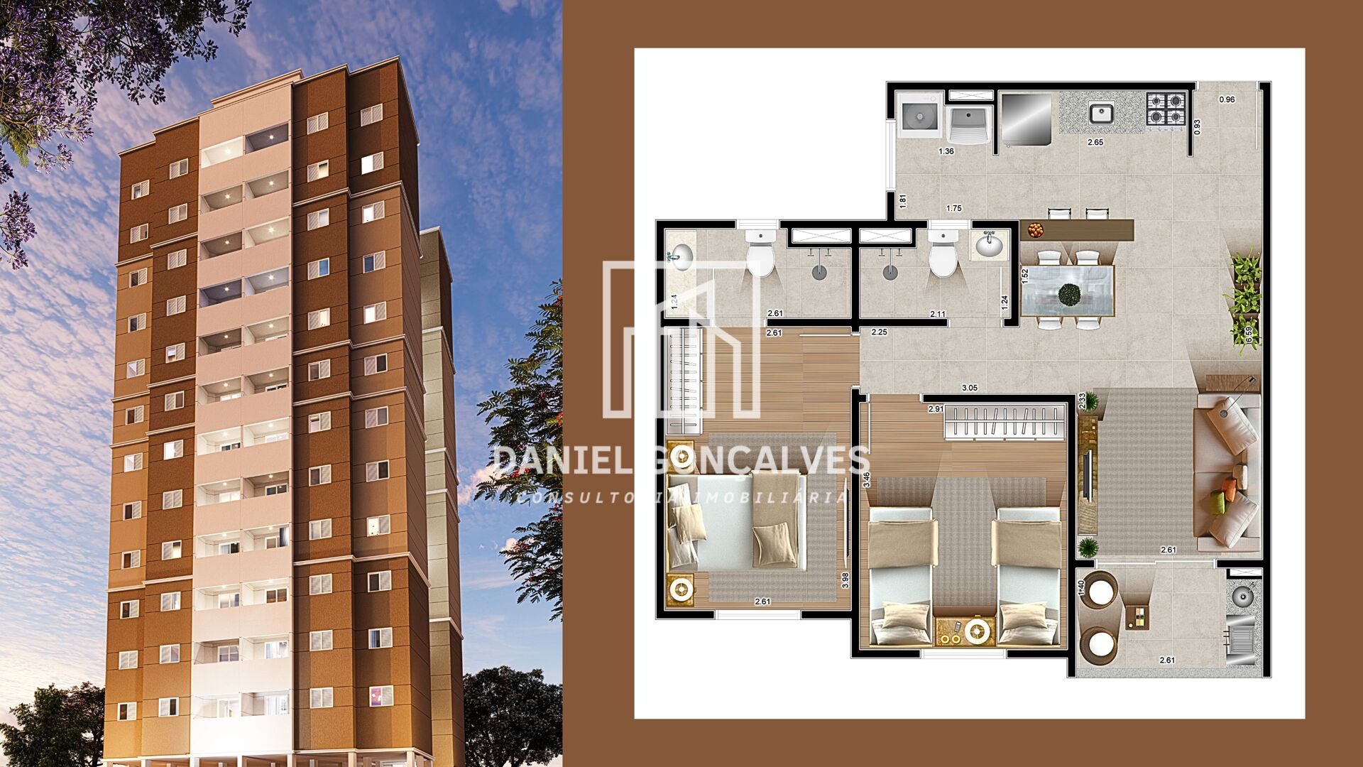 Apartamento à venda com 2 quartos, 62m² - Foto 2